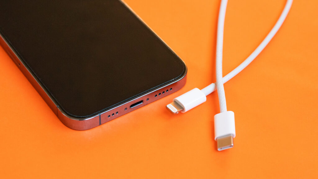 Lightning connector for iPhone 14 and older.