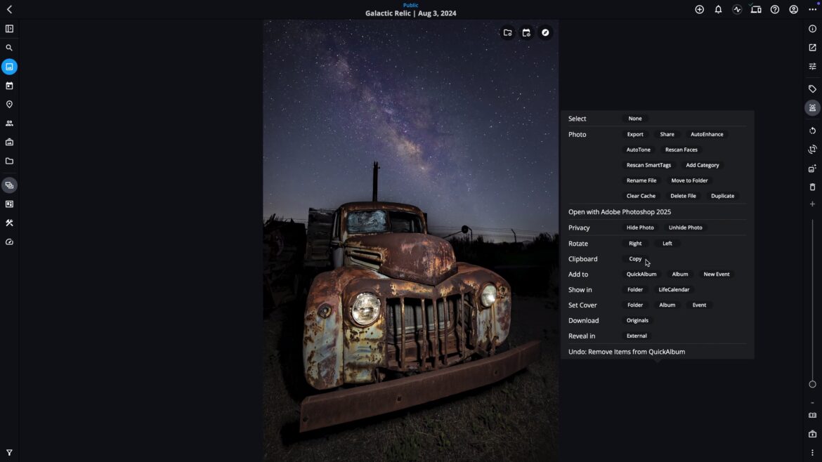 Share using copy + paste in Mylio Photos